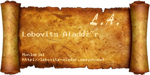Lebovits Aladár névjegykártya